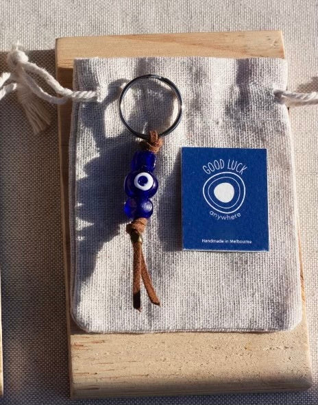 Evil eye keychain for protection.
