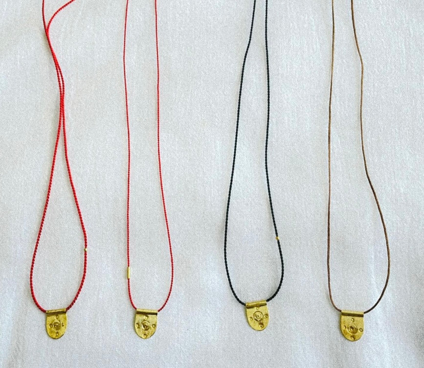 Silk Red String Talisman Necklace | 925 Sterling Silver 24 K Gold Plated Minimal Adjustable Protection Necklace
