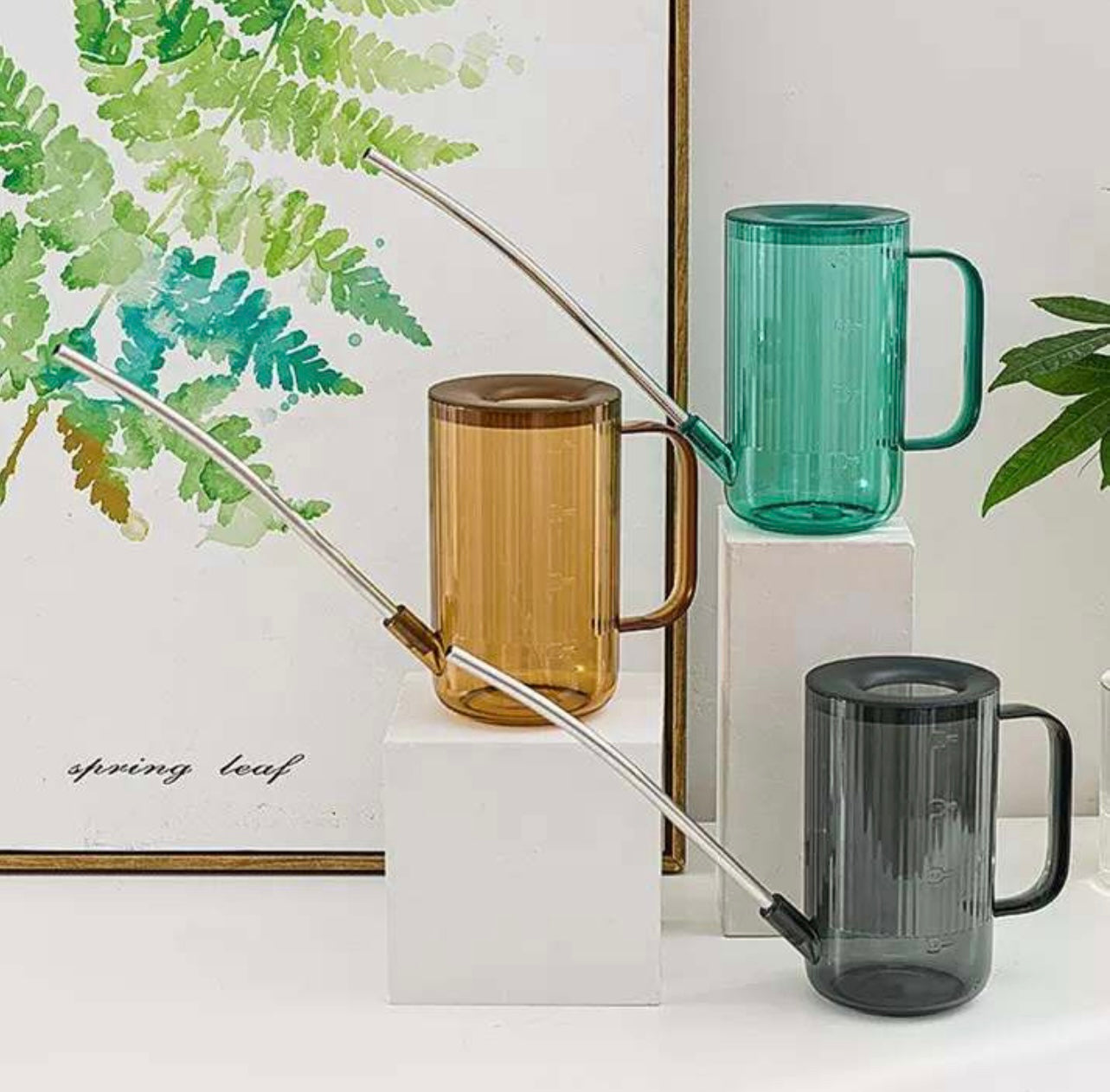 1L Ribbed Aqua Jugs