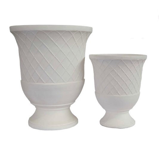 White Terracotta Lattice Urn