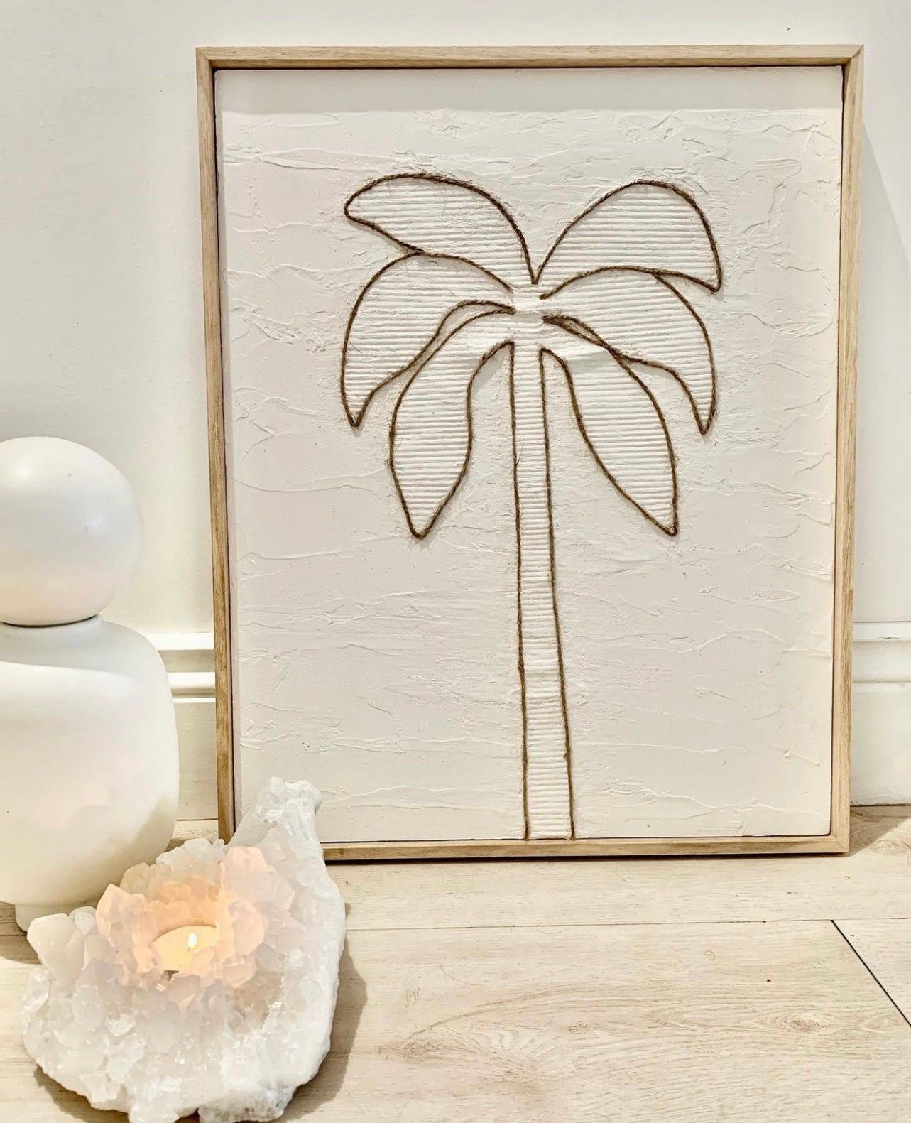 Penelope Pinstriped Palm Tree Framed