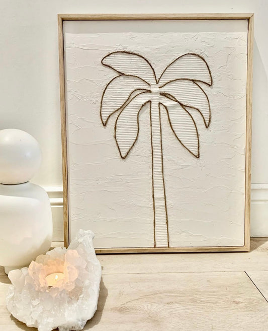 Penelope Pinstriped Palm Tree Framed