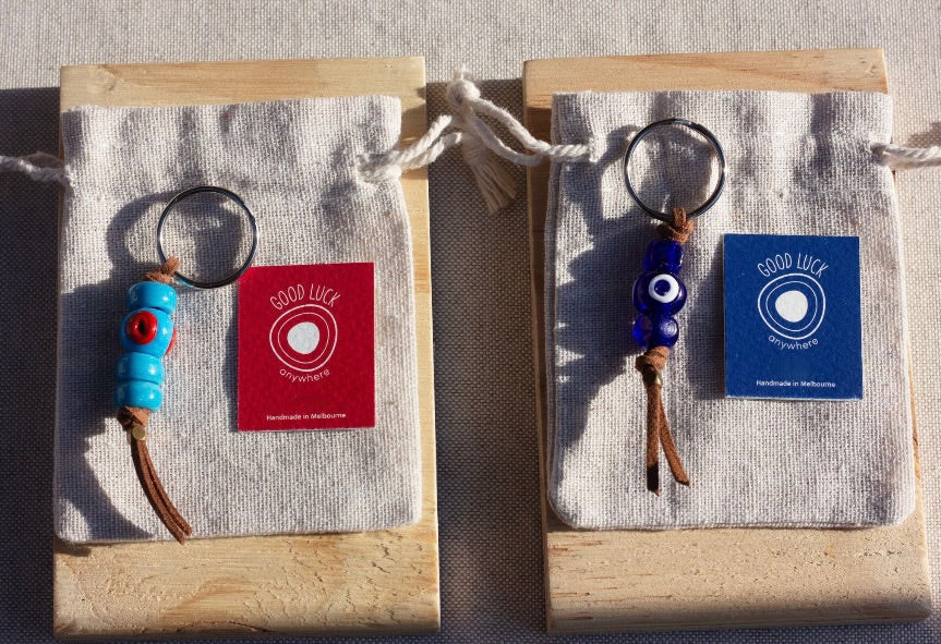 Evil eye keychain for protection.