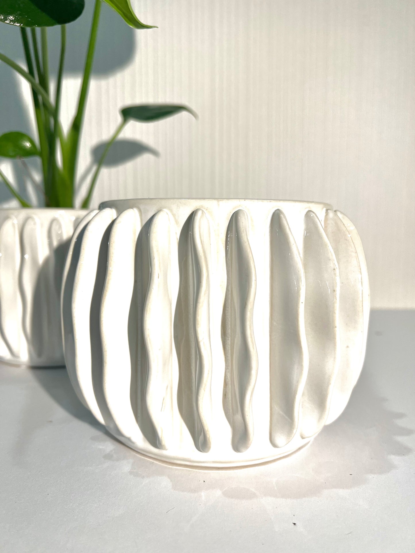 Emma ripple White Pot